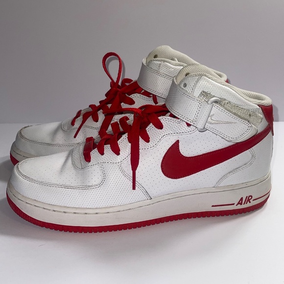 NIKE‎ AIR FORCE 1 MID '07  - Size 10 White/Red Jordan - Picture 3 of 4